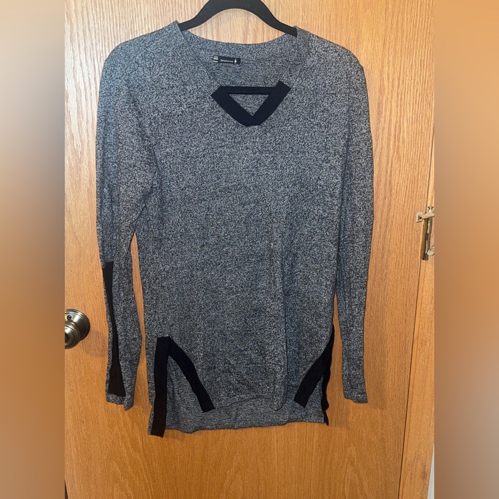 Smartwool Shadow Pine Tunic Sweater Merino Wool Blend Gray V-Neck Women's Size S